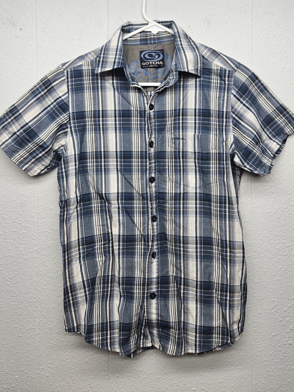 Y2K Vintage Gotcha Plaid Button-Down Shirt Top Womens S Western Streetwear Rodeo